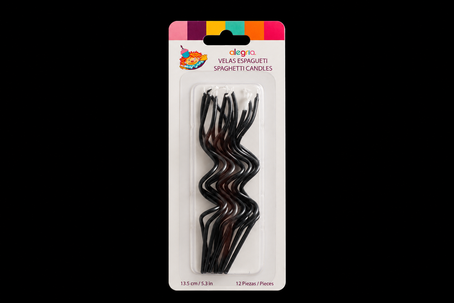 Vela Espagueti Negra Perlada